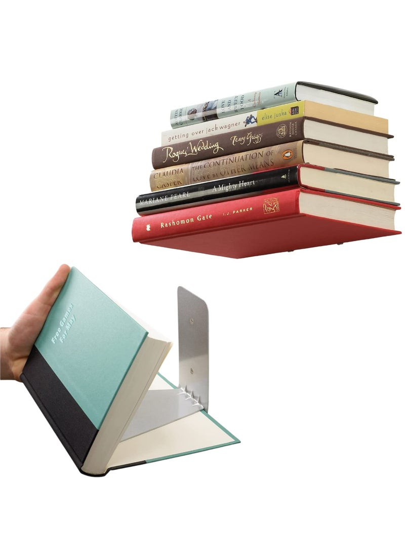 ROLLYWARE ROLLYWARE Metal Unique Design Invisible Book Shelf Floating Book Shelve Wall Mountad Shelf Holder Hanging Home Storage Rack For Home Hold Upto 10 Books Per Self SilverPack Of 1  - Image 1