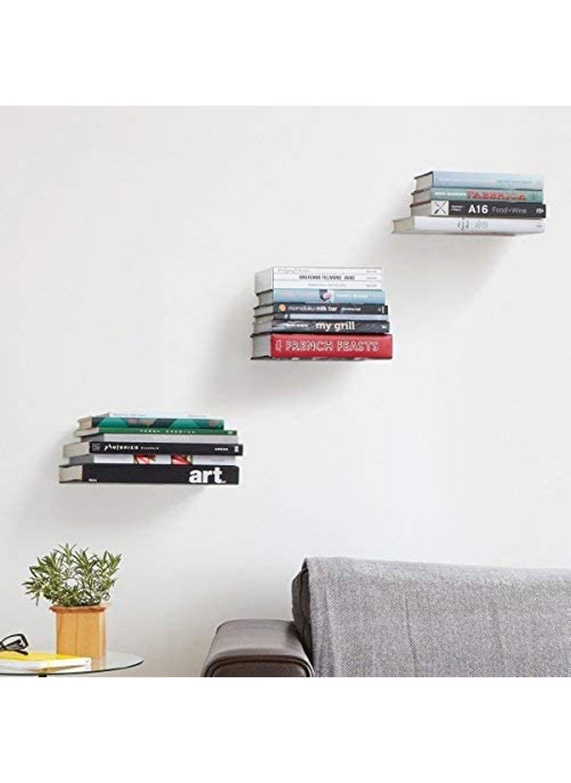 ROLLYWARE ROLLYWARE Metal Unique Design Invisible Book Shelf Floating Book Shelve Wall Mountad Shelf Holder Hanging Home Storage Rack For Home Hold Upto 10 Books Per Self SilverPack Of 1  - Image 2