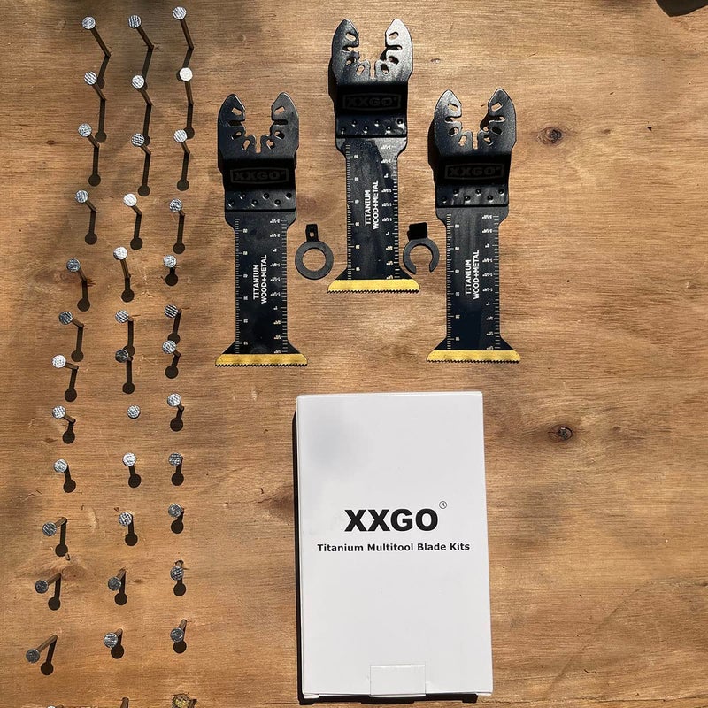 XXGO 3 Pcs Titanium Oscillating Multi Tool Blades Extra Long Reach Oscillating Saw Blades for Metal Wood Nails Screws Plastic Fit Milwaukee Makita Dremel Bosch Ryobi Rockwell Chicago XG5203 - Image 3
