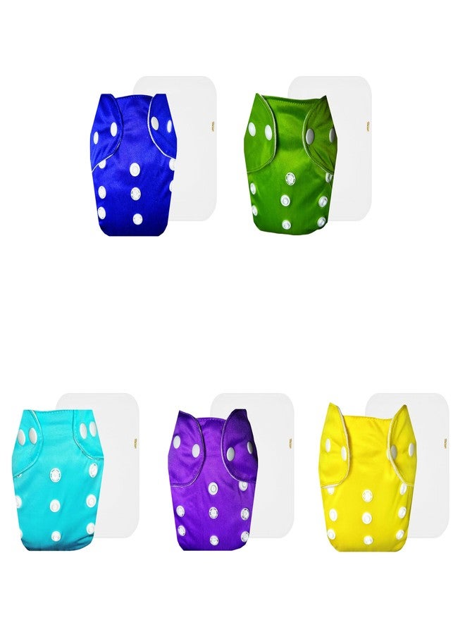 Dumbledo Lite Cloth Diaper with Cotton Insert (Pack of 5) | Hypoallergenic | Reusable & Washable | Adjustable Snaps | Designed by Moms | 3 Months - 2 Years | Unisex Baby - Image 1