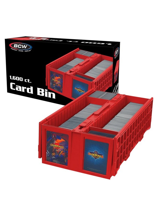 BCW - Collectible Card Bin - Holds Up To 1600 Cards - Single Red | Large Card Storage Box For Loose Trading Cards | Pokemon, Mtg, And Sports Card Storage Boxes | Plastic Sorting Card Box - Image 1