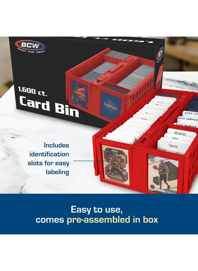 BCW - Collectible Card Bin - Holds Up To 1600 Cards - Single Red | Large Card Storage Box For Loose Trading Cards | Pokemon, Mtg, And Sports Card Storage Boxes | Plastic Sorting Card Box - Image 1