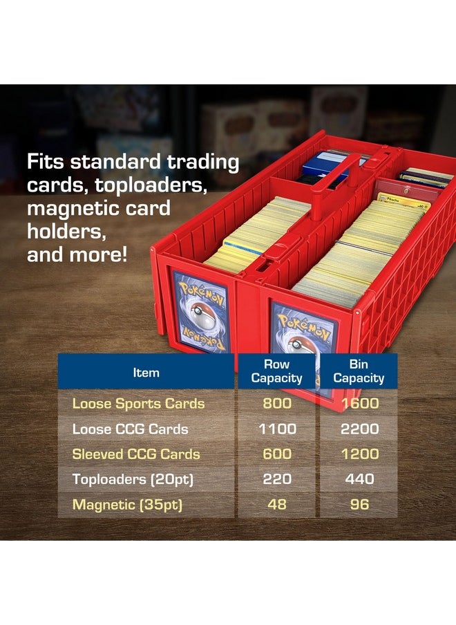 BCW - Collectible Card Bin - Holds Up To 1600 Cards - Single Red | Large Card Storage Box For Loose Trading Cards | Pokemon, Mtg, And Sports Card Storage Boxes | Plastic Sorting Card Box - Image 1