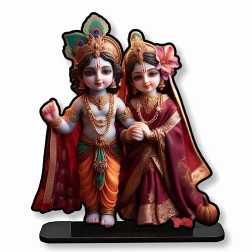 SAF Engineered Wood Radha Krishna MDF Religious Showpiece - Aesthetic Table Decoration Home Or Office, Desk Or Shelf. Corporate Gift and Wall Decor, Fantasy, 20 Cm, 3 Cm, Multicolor - Image 1