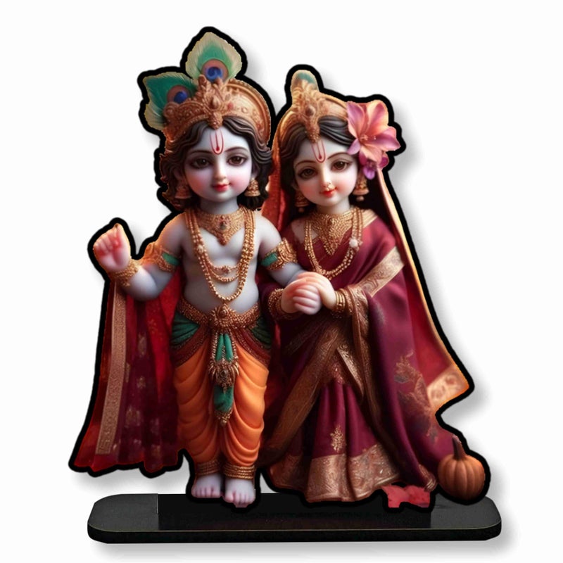 SAF Engineered Wood Radha Krishna MDF Religious Showpiece - Aesthetic Table Decoration Home Or Office, Desk Or Shelf. Corporate Gift and Wall Decor, Fantasy, 20 Cm, 3 Cm, Multicolor - Image 5