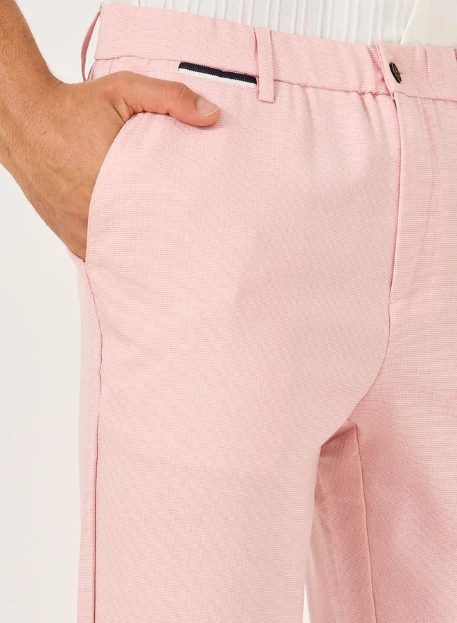 Take Two Solid Flat Front Relaxed Fit Pants with Slant Pockets by Styli