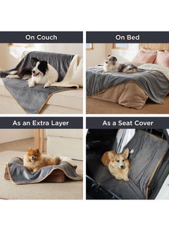 Bedsure Bedsure Waterproof Dog Blankets for Small Dogs - Small Cat Blanket Washable for Couch Protection- Sherpa Fleece Puppy Blanket, Soft Plush Reversible Throw Furniture Protector, 25"X35", Grey  - Image 5