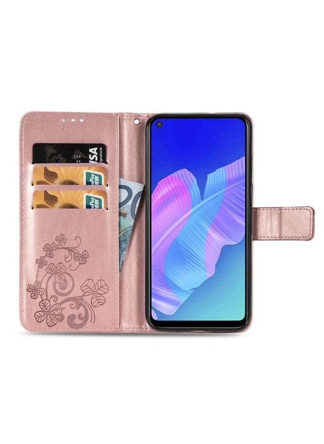 Green Tiger - Case For Huawei P40 lite E/Y7P Four-leaf Clasp Embossed Buckle Mobile Phone Protection Leather Case with Lanyard & Card Slot & Wallet & Bracket Function - Image 1