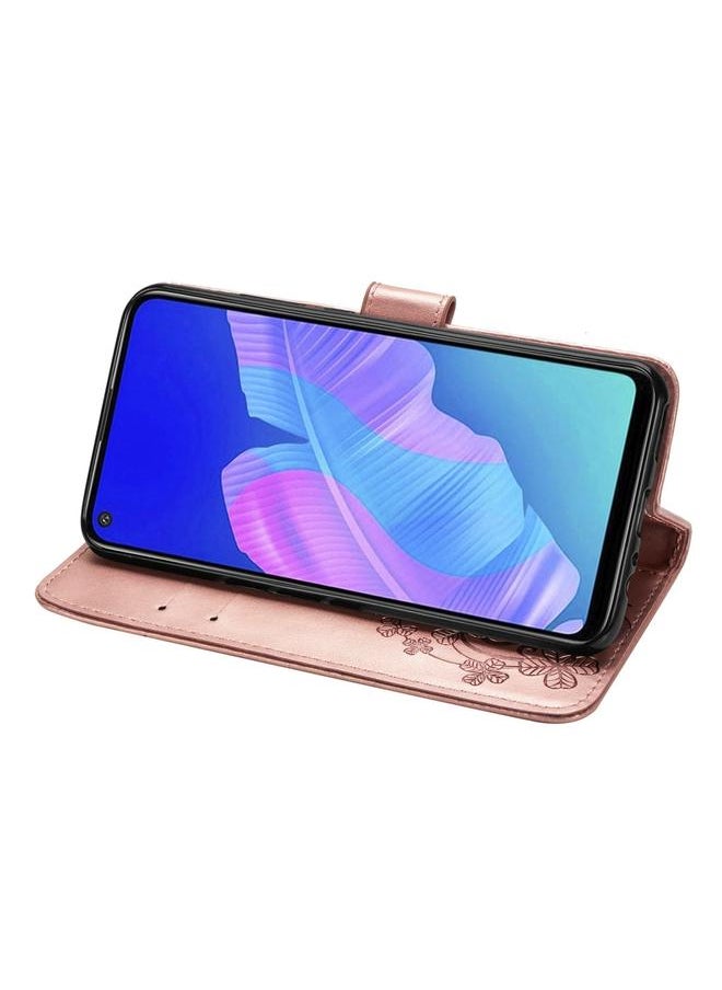 Green Tiger - Case For Huawei P40 lite E/Y7P Four-leaf Clasp Embossed Buckle Mobile Phone Protection Leather Case with Lanyard & Card Slot & Wallet & Bracket Function - Image 1