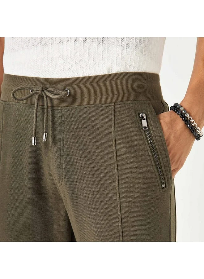 Iconic Iconic Textured Joggers with Drawstring Closure and Pockets