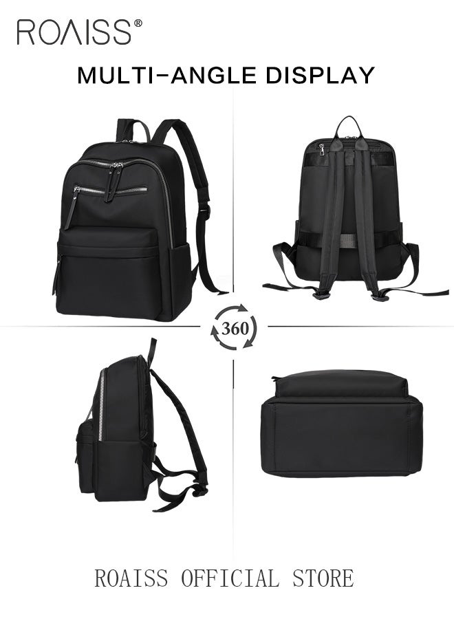 roaiss Simple Solid Color Backpack for Women Versatile Large Capacity Zipper Daypack Multi Layered Compartment Storage for Commute or Travel Can Fit 15 Inches Laptop with Design of Hungable on Trolley  - Image 5