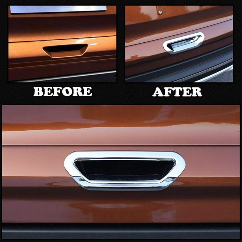 QASULER Chrome Rear Trunk Tailgate Door Handle Cover Trim - Image 5