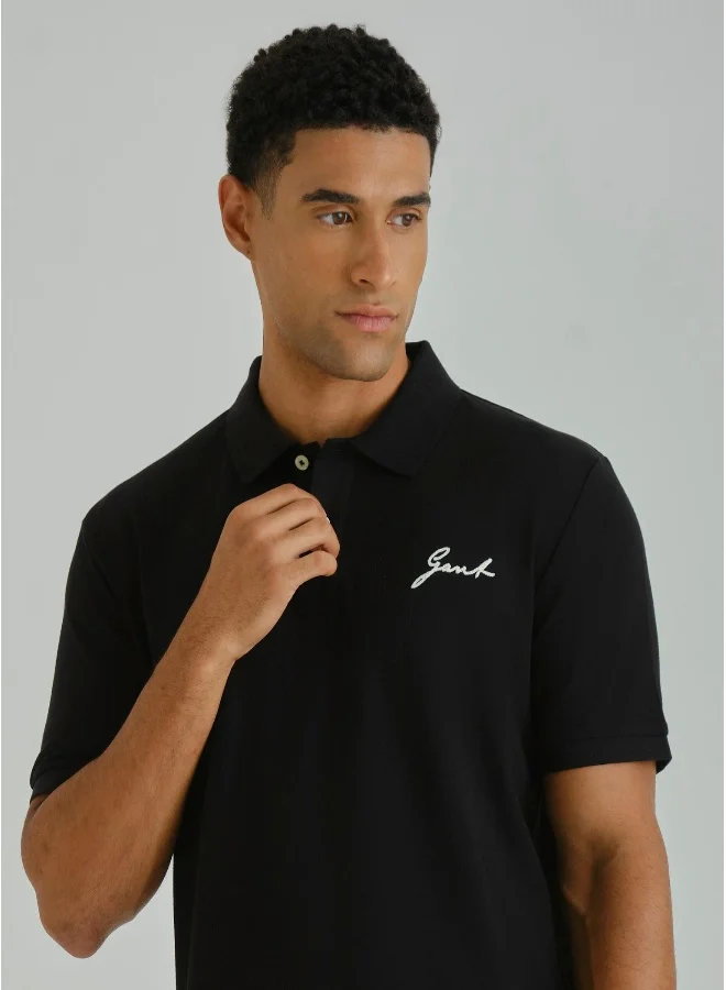 GANT Gant Ramadan Collection  Men's Black Short Sleeve Pique Polo