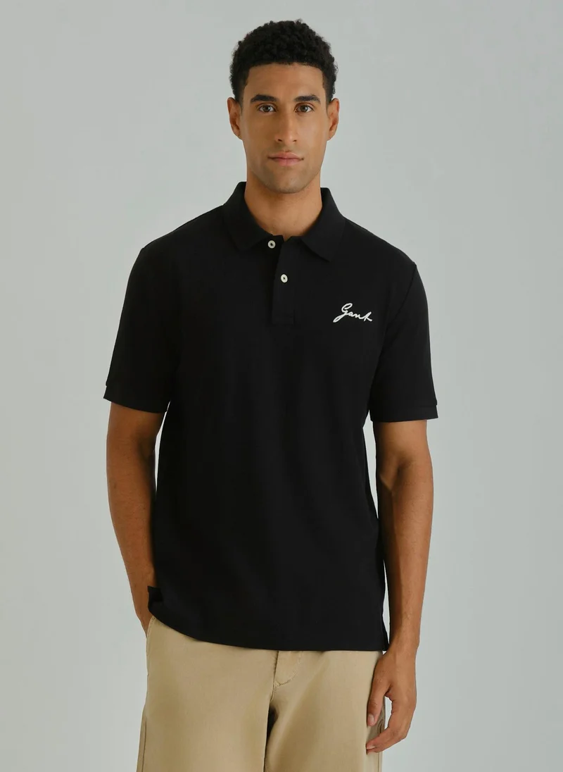 غانت Gant Ramadan Collection  Men's Black Short Sleeve Pique Polo