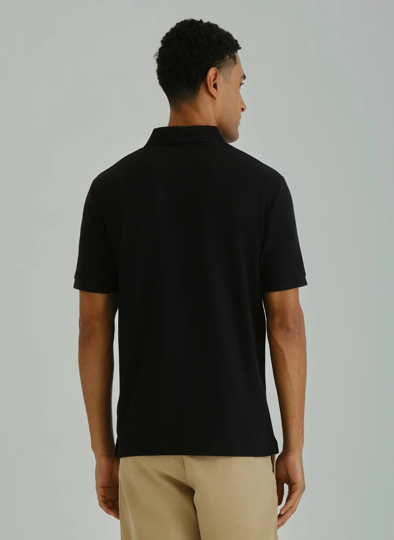 غانت Gant Ramadan Collection  Men's Black Short Sleeve Pique Polo