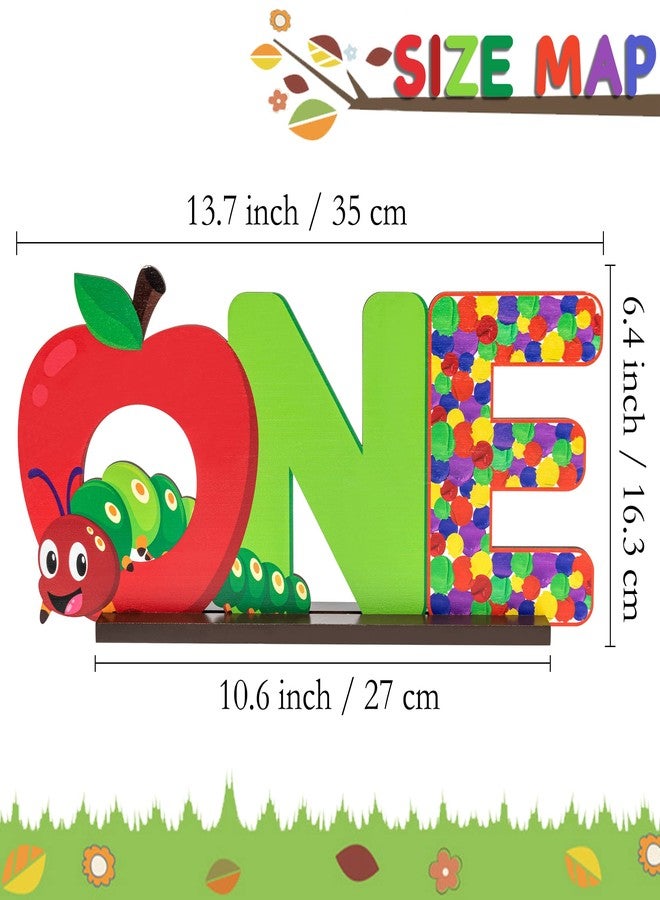 PANTIDE Hungry Caterpillar One Letter Sign Wooden Table Centerpiece for Kids Summer Spring First Birthday Decoration Red Apple 1st Table Sign Party Supplies for Baby Shower Cake Smash Photo Props - Image 2