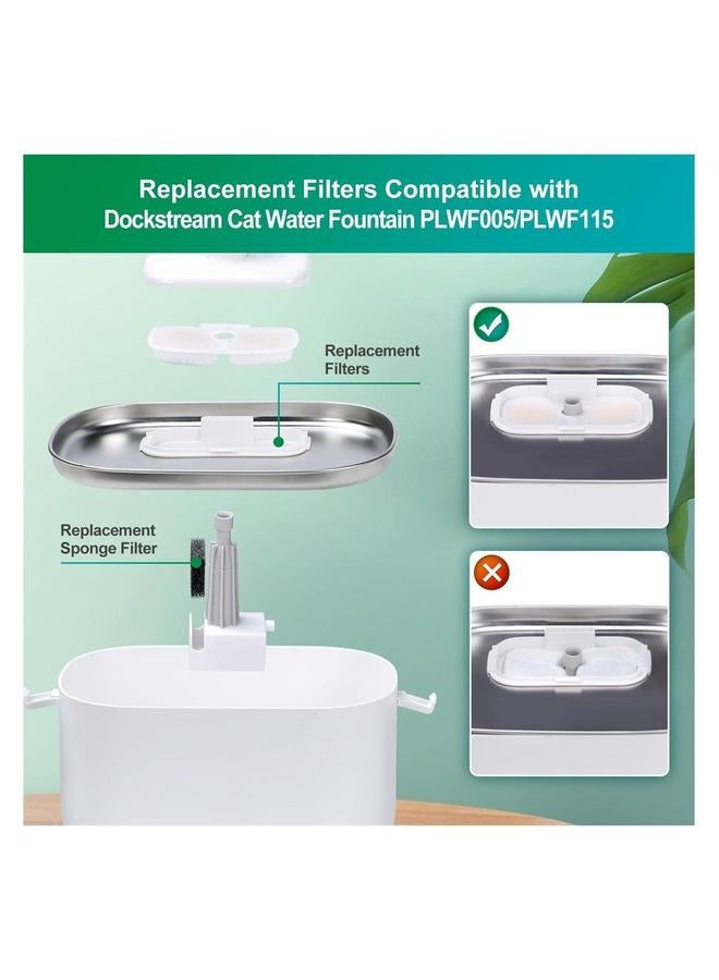 Cat Water Fountain Filter, 4 Pack Replacement Filters for Dockstream 2.5L/84oz PLWF005/PLWF115, Triple Filtration System Ultra Quiet Pet  - Image 2