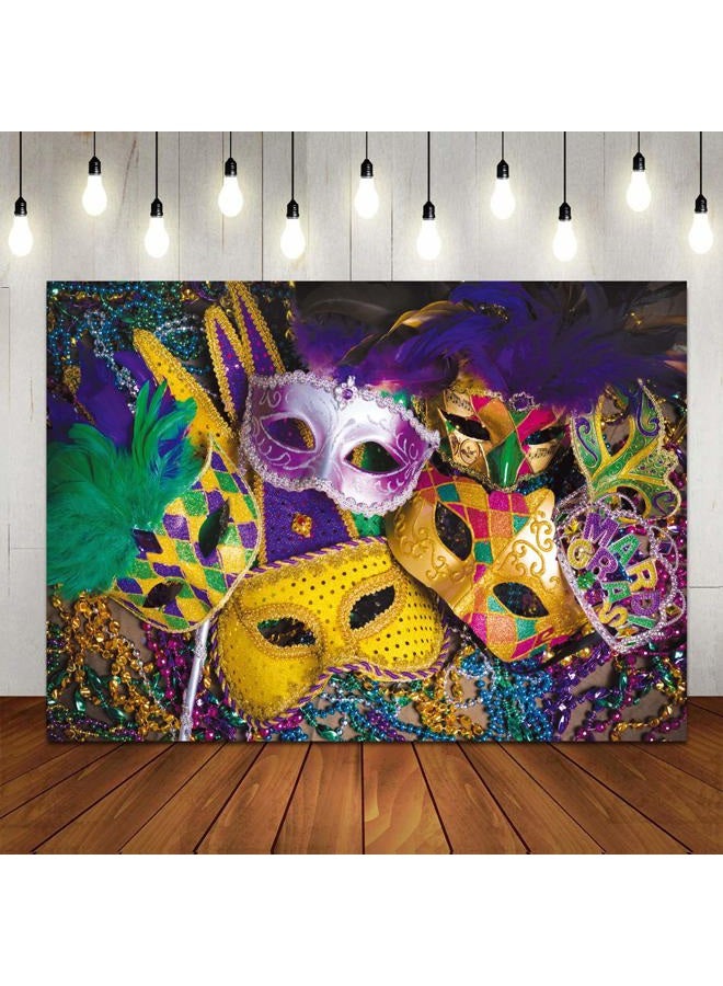 LTLYH 7X5ft Venetian Mardi Gras Backdrop Carnival Masquerade Photography Backgrounds Mask Colorful Backdrop Party Decoration Banner Studio Props 128 - Image 1