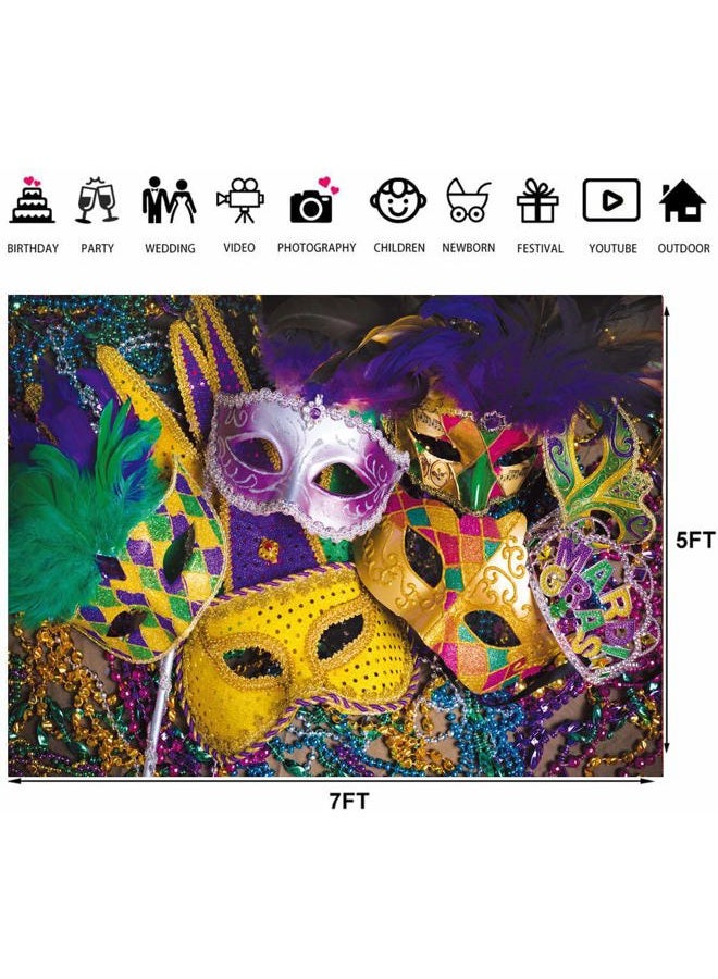LTLYH 7X5ft Venetian Mardi Gras Backdrop Carnival Masquerade Photography Backgrounds Mask Colorful Backdrop Party Decoration Banner Studio Props 128 - Image 4