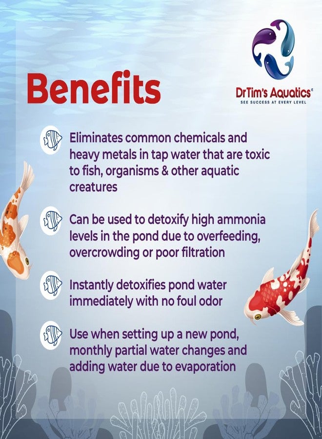 دي آر تيم أكواتيكز مُنظف أكوا كلينز من دكتور تيمز أكواتيكس لأحواض أسماك الكوي - 32 أونصة - مُزيل للسموم، ومُزيل للكلور، ومُخفض للأمونيا من ماء الصنبور لأحواض الأسماك الجديدة والمُجهزة. - Image 3