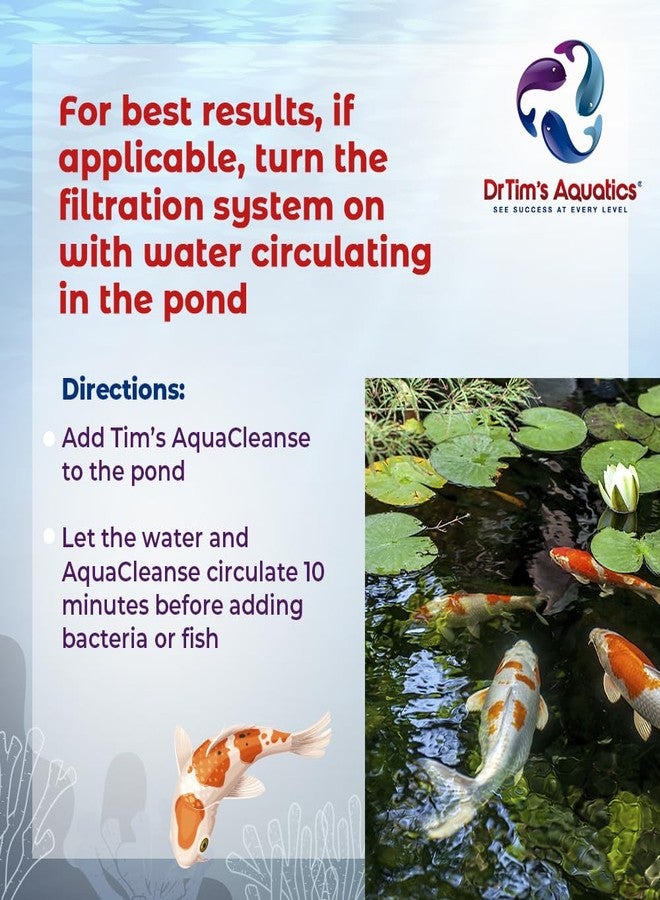 دي آر تيم أكواتيكز مُنظف أكوا كلينز من دكتور تيمز أكواتيكس لأحواض أسماك الكوي - 32 أونصة - مُزيل للسموم، ومُزيل للكلور، ومُخفض للأمونيا من ماء الصنبور لأحواض الأسماك الجديدة والمُجهزة. - Image 4
