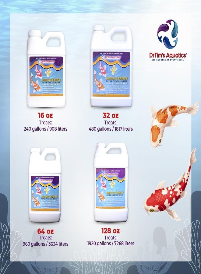 دي آر تيم أكواتيكز مُنظف أكوا كلينز من دكتور تيمز أكواتيكس لأحواض أسماك الكوي - 32 أونصة - مُزيل للسموم، ومُزيل للكلور، ومُخفض للأمونيا من ماء الصنبور لأحواض الأسماك الجديدة والمُجهزة. - Image 5