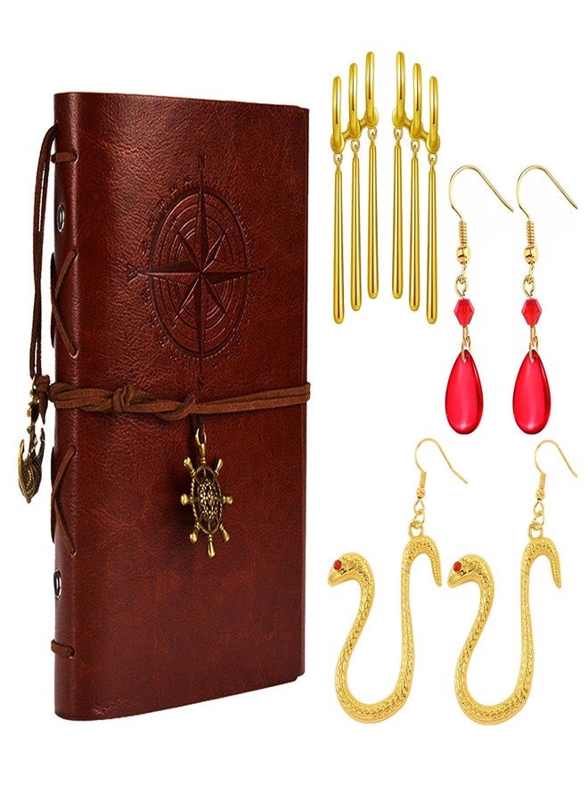 HJYZY Anime OP Jewelry Accessory Hancock Snake Earrings Z. Ear Studs Set Leather Bound Pirate Journal Writing Notebook 4 Pcs - Image 1