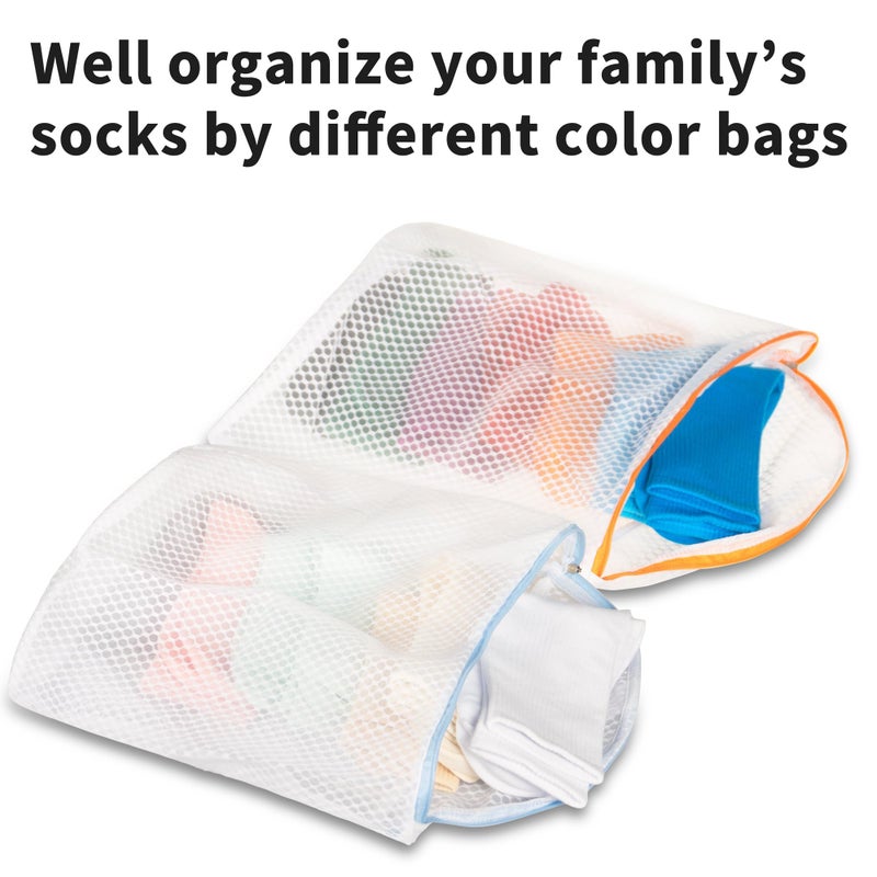 Cociat 5Pcs Hanging Laundry Bags for Socks with S Hooks,12 X 10 inch 5 Color Mesh Laundry Bags for Washing Machine - Image 5