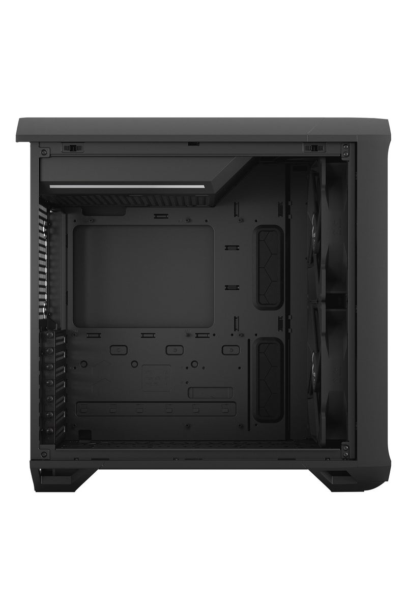Fractal Design Torrent Compact Black Solid Mid Tower ATX Case, High-Airflow Design with Open Front Grill, 2x 180mm Fractal Dynamic X2 PWM Fans Pre-Installed, USB 3.1 Gen2 Type-C Front I/O, Tool-Free Top Panel, Cable Routing Channels & Velcro Straps, Steel Construction, No RGB, Matte Black Solid Panel | FD-C-TOR1C-04 - Image 4