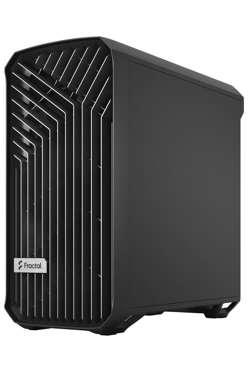 Fractal Design Torrent Compact Black Solid Mid Tower ATX Case, High-Airflow Design with Open Front Grill, 2x 180mm Fractal Dynamic X2 PWM Fans Pre-Installed, USB 3.1 Gen2 Type-C Front I/O, Tool-Free Top Panel, Cable Routing Channels & Velcro Straps, Steel Construction, No RGB, Matte Black Solid Panel | FD-C-TOR1C-04 - Image 3
