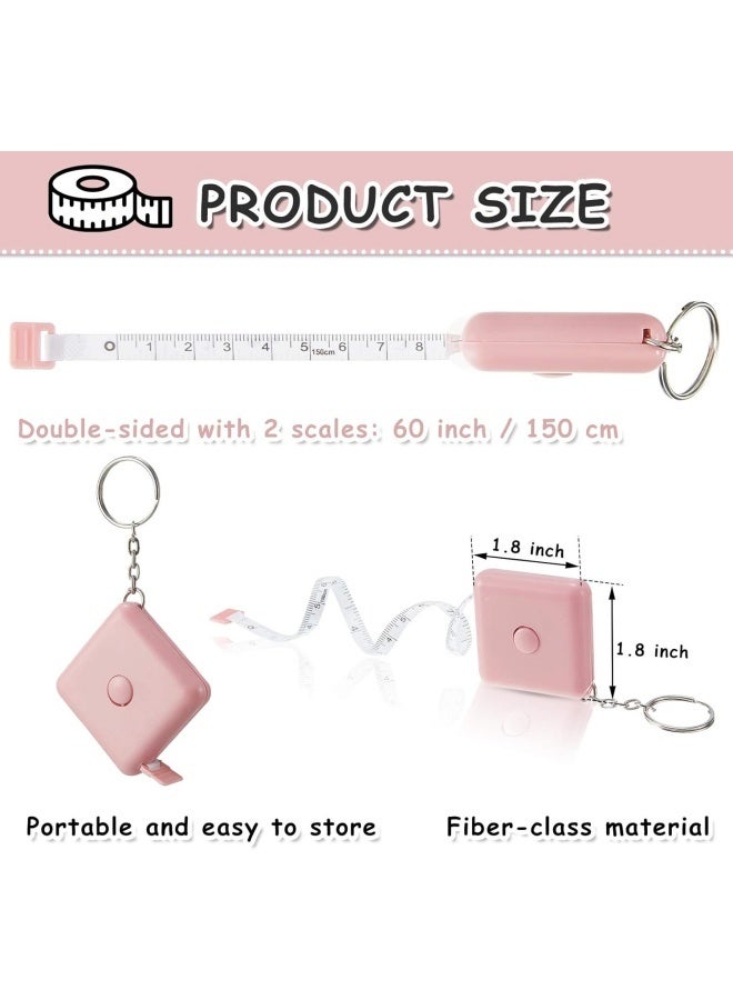 3 قطع من أشرطة القياس لقياس الجسم، شريط قياس بطول 60 بوصة لقياسات الملابس والجسم، للخياطة، شريط قياس مرن مزدوج التدريج، شريط قياس قماش قابل للسحب (مع حلقة مفاتيح) - Image 2