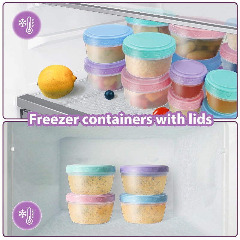 Freshmage 32 PCS Freezer Storage Containers with Lids, 16 Containers & 16 Lids Reusable BPA Free Plastic Soup Jars, Leakproof Salad Dressing Container to Go, Dishwasher & Microwave Safe Small Bowl Set - Image 3
