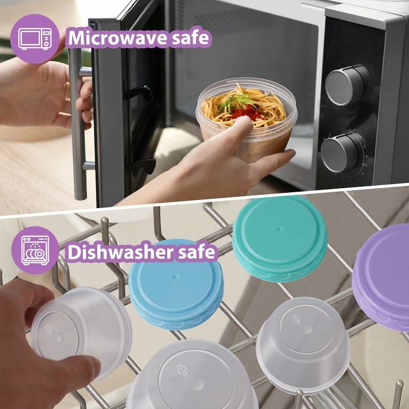 Freshmage 32 PCS Freezer Storage Containers with Lids, 16 Containers & 16 Lids Reusable BPA Free Plastic Soup Jars, Leakproof Salad Dressing Container to Go, Dishwasher & Microwave Safe Small Bowl Set - Image 5