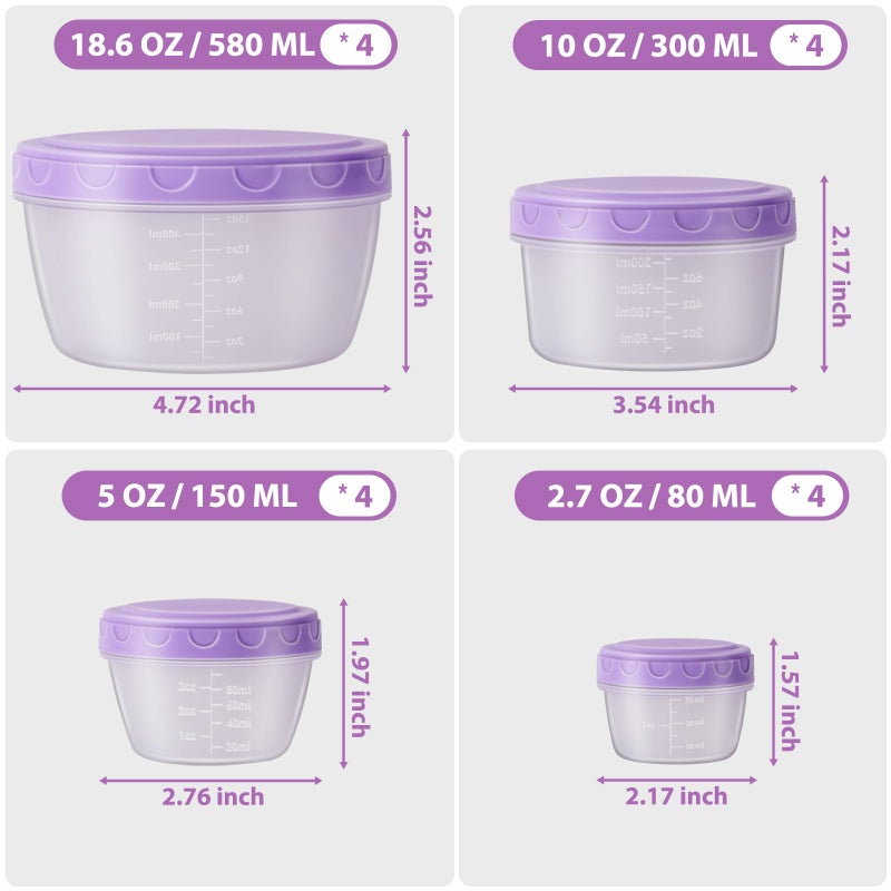 Freshmage 32 PCS Freezer Storage Containers with Lids, 16 Containers & 16 Lids Reusable BPA Free Plastic Soup Jars, Leakproof Salad Dressing Container to Go, Dishwasher & Microwave Safe Small Bowl Set - Image 2