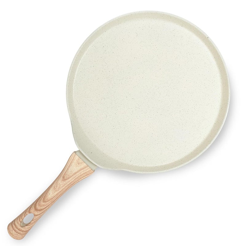 SOLARA Belmont Ceramic Dosa Tawa Non Stick Pan 28cm, Dosa Tawa Induction Base & Gas Compatible with Soft-Touch Handles, Flat Dosa Tava - Ivory - Image 1