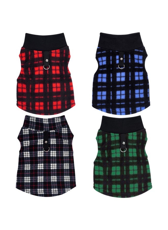 Rbenxia Buffalo Plaid Dog Sweaters with Leash Ring - Soft Fleece Vest Jacket Pet Clothes Winter Outfits for Small Puppy Cat Pets (Medium) - Image 2