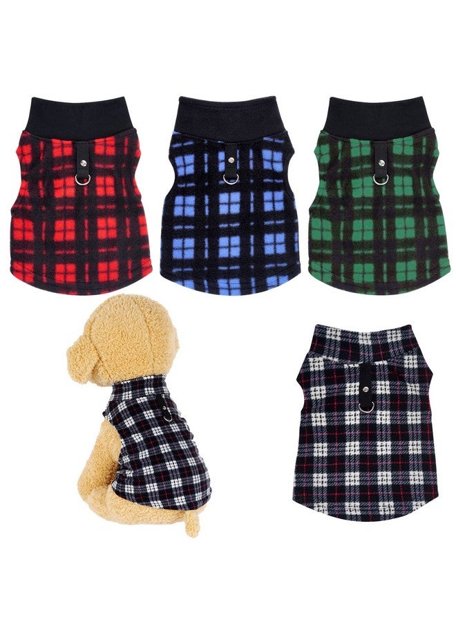 Rbenxia Buffalo Plaid Dog Sweaters with Leash Ring - Soft Fleece Vest Jacket Pet Clothes Winter Outfits for Small Puppy Cat Pets (Medium) - Image 1