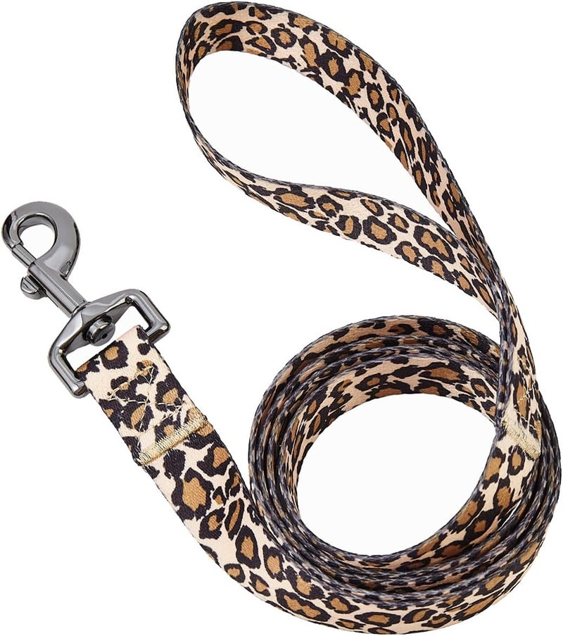 Ovale Dog Collar and Leash Set, Polyester Webbing with Leopard Pattern, 4 (Brown Leopard, Medium) - Image 5