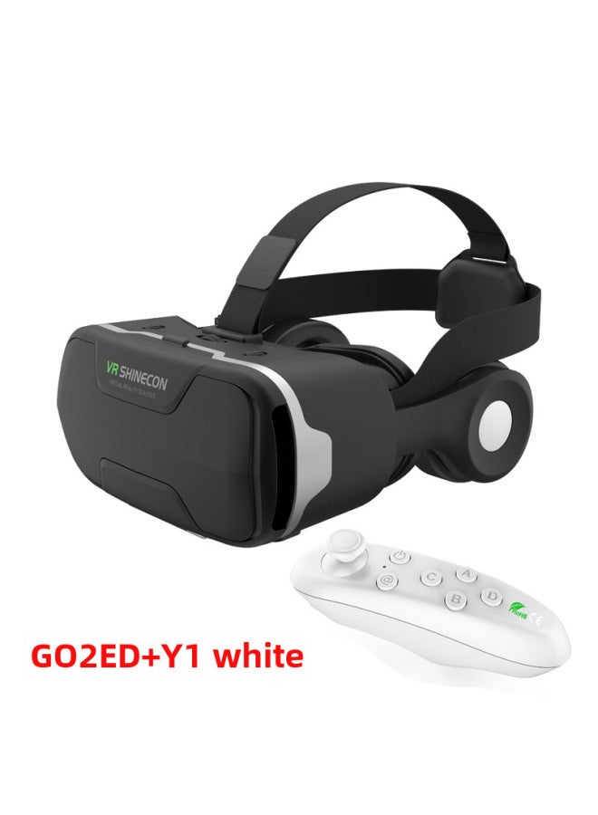Shinecon G02ed Vr Glasses Earphone Version Eye Protection 360 Degree All Scene Mobile Vr Glasses Digital Computer Accessories-Color:G02ED + Y1 White - Image 1