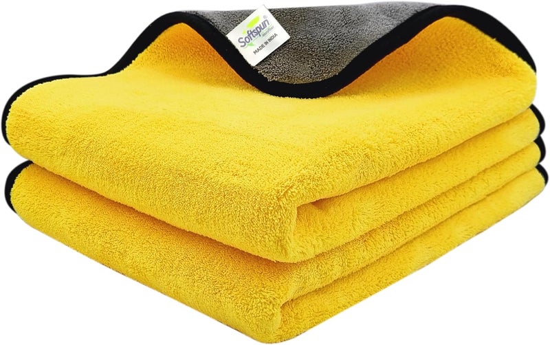 SOFTSPUN Wide use compliant quality SOFTSPUN 900 GSM, Microfiber Double Layered Silk banded Edge Cloth 40x60 Cms 2 Piece Towel Set, Extra Thick Microfiber Cleaning Cloths Perfect for Bike, Auto, Cars Both Interior and Exterior. All environment compatible - Image 1