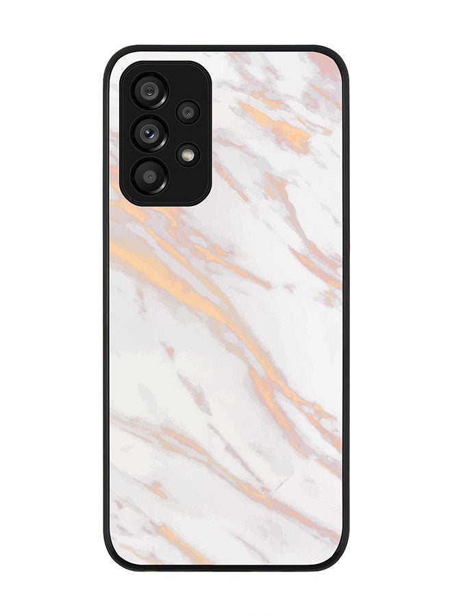 Stylizedd Rugged Black edge case for Samsung Galaxy A73 5G Slim fit Soft Case Flexible Rubber Edges Anti Drop TPU Gel Thin Cover - Marble Print Gold Grey - Image 1
