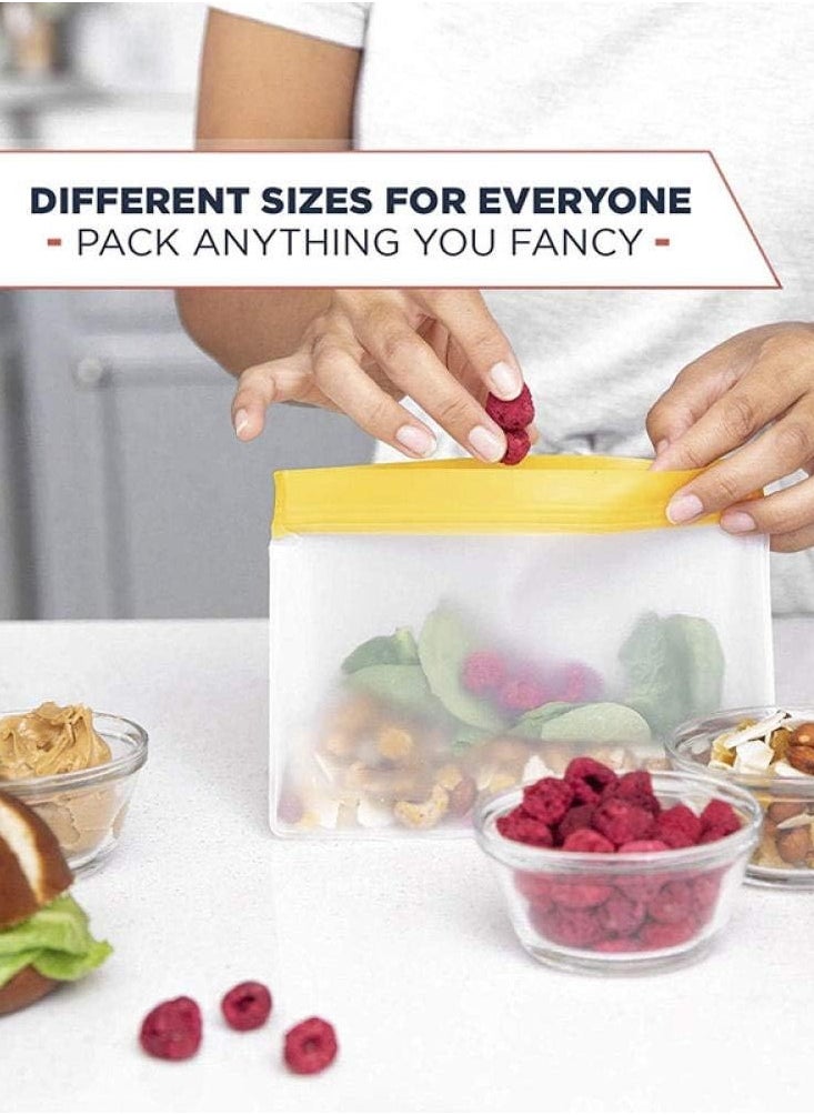 Beram - BERAM Reusable Storage Bags, Standing Ziploc Containers, Leak Proof, PEVA Material, Freezer Safe Lunch and Sandwich Bags, Food Safe Picnic and Travel Bags - Image 1