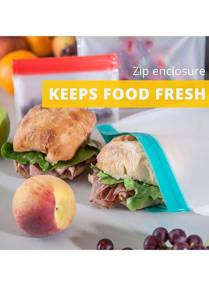 Beram - BERAM Reusable Storage Bags, Standing Ziploc Containers, Leak Proof, PEVA Material, Freezer Safe Lunch and Sandwich Bags, Food Safe Picnic and Travel Bags - Image 1