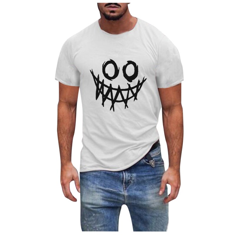 Men's fun short-sleeved printed T-shirt smiley cvc polyester cotton short-sleeved men's T-shirt cartoon summer bottoming shirt 21182 - Image 4