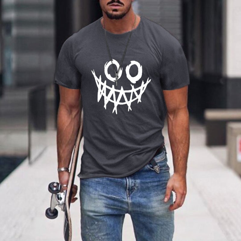 Men's fun short-sleeved printed T-shirt smiley cvc polyester cotton short-sleeved men's T-shirt cartoon summer bottoming shirt 21182 - Image 5