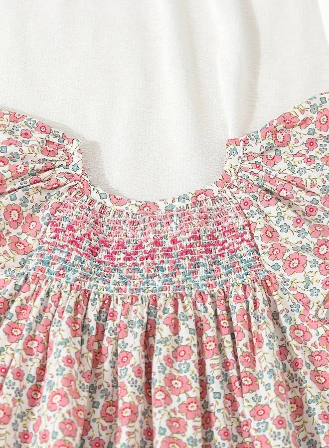 Take Two Take Two Girls Floral Print Smocking Detail Dress