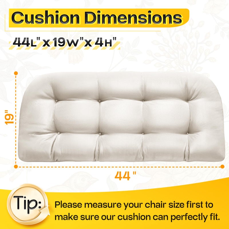 MAGIC ELEPHANT Outdoor Bench Cushion, Memory Foam Loveseat Cushion for Patio Furniture Wicker Chair, Settee Porch Swing Seat Cushion, 44 x 19 Inches (Antique White) - Image 2