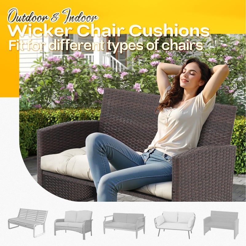 MAGIC ELEPHANT Outdoor Bench Cushion, Memory Foam Loveseat Cushion for Patio Furniture Wicker Chair, Settee Porch Swing Seat Cushion, 44 x 19 Inches (Antique White) - Image 5