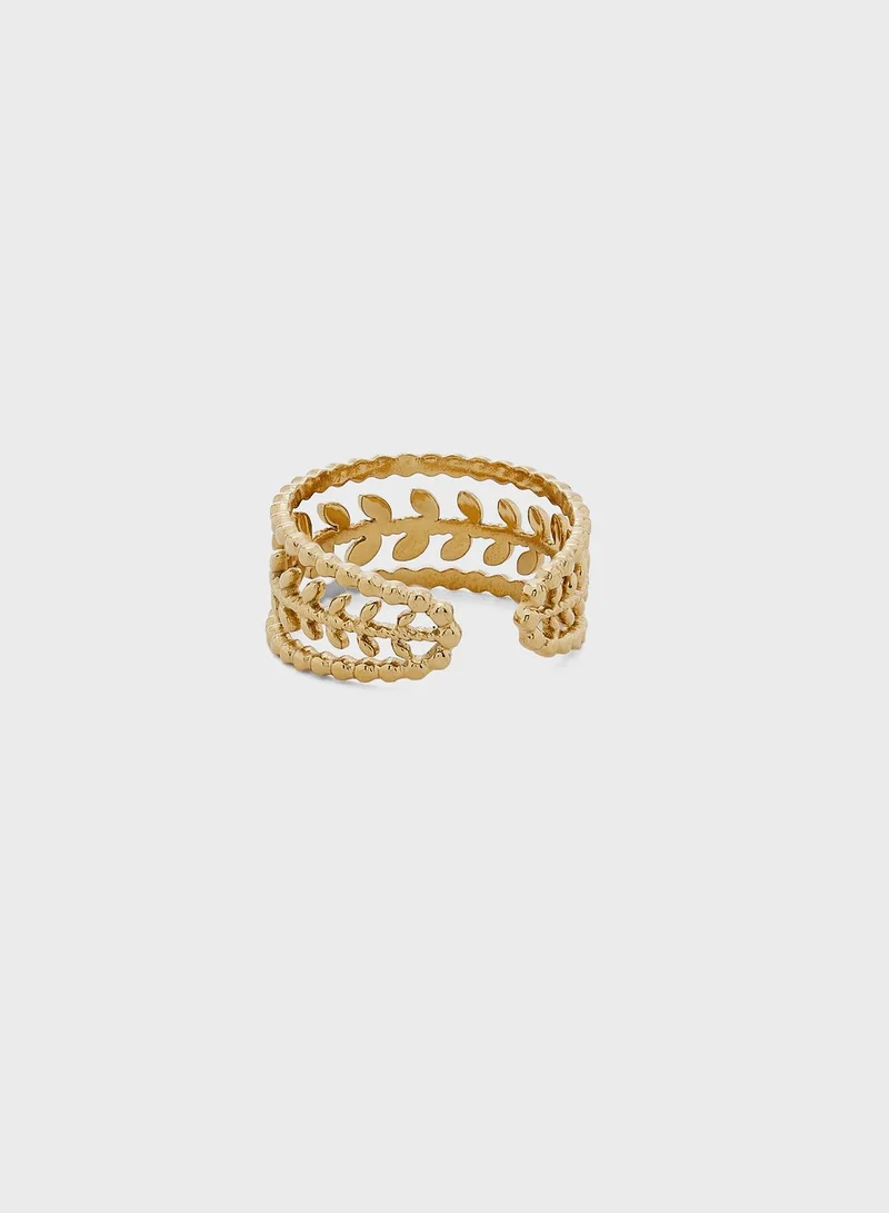 Lady Mauve Akiha Beaded Leaf Design Ring