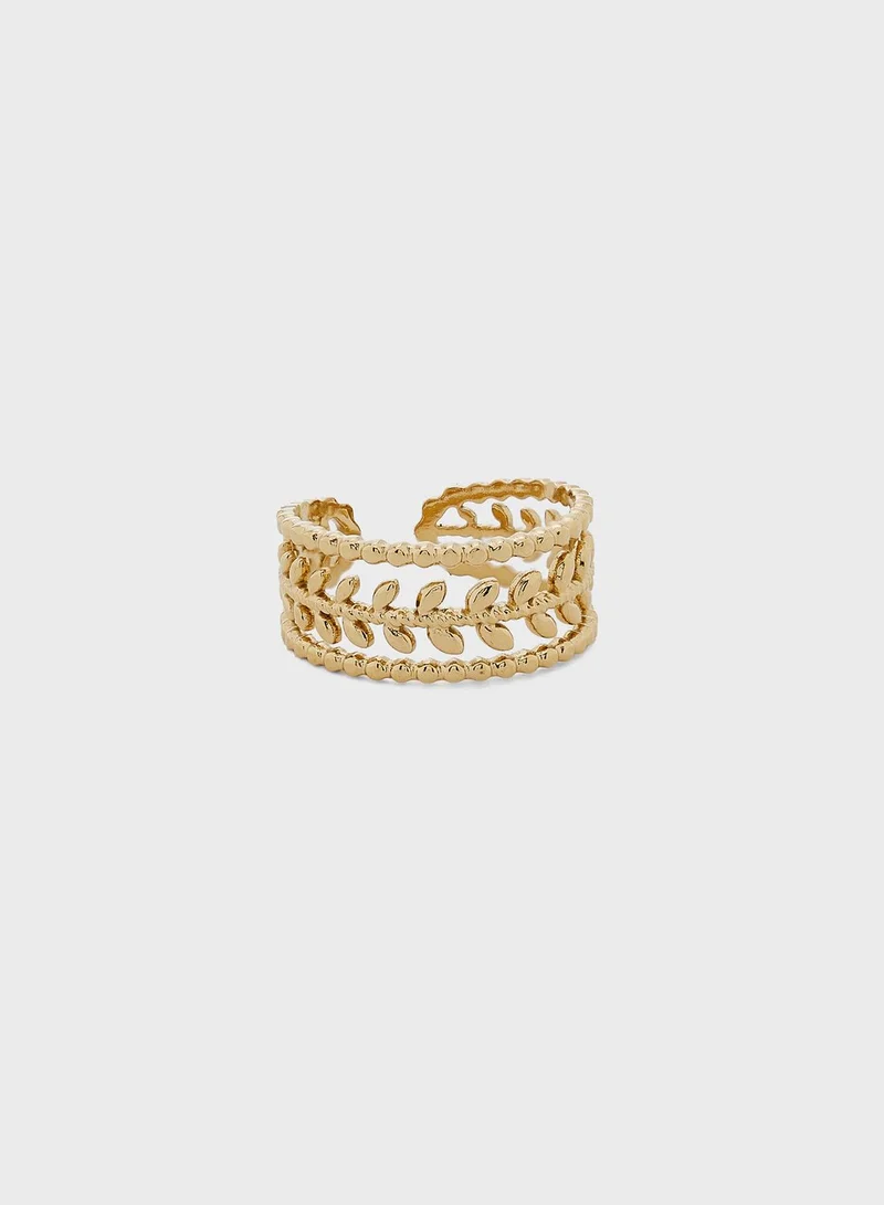 Lady Mauve Akiha Beaded Leaf Design Ring